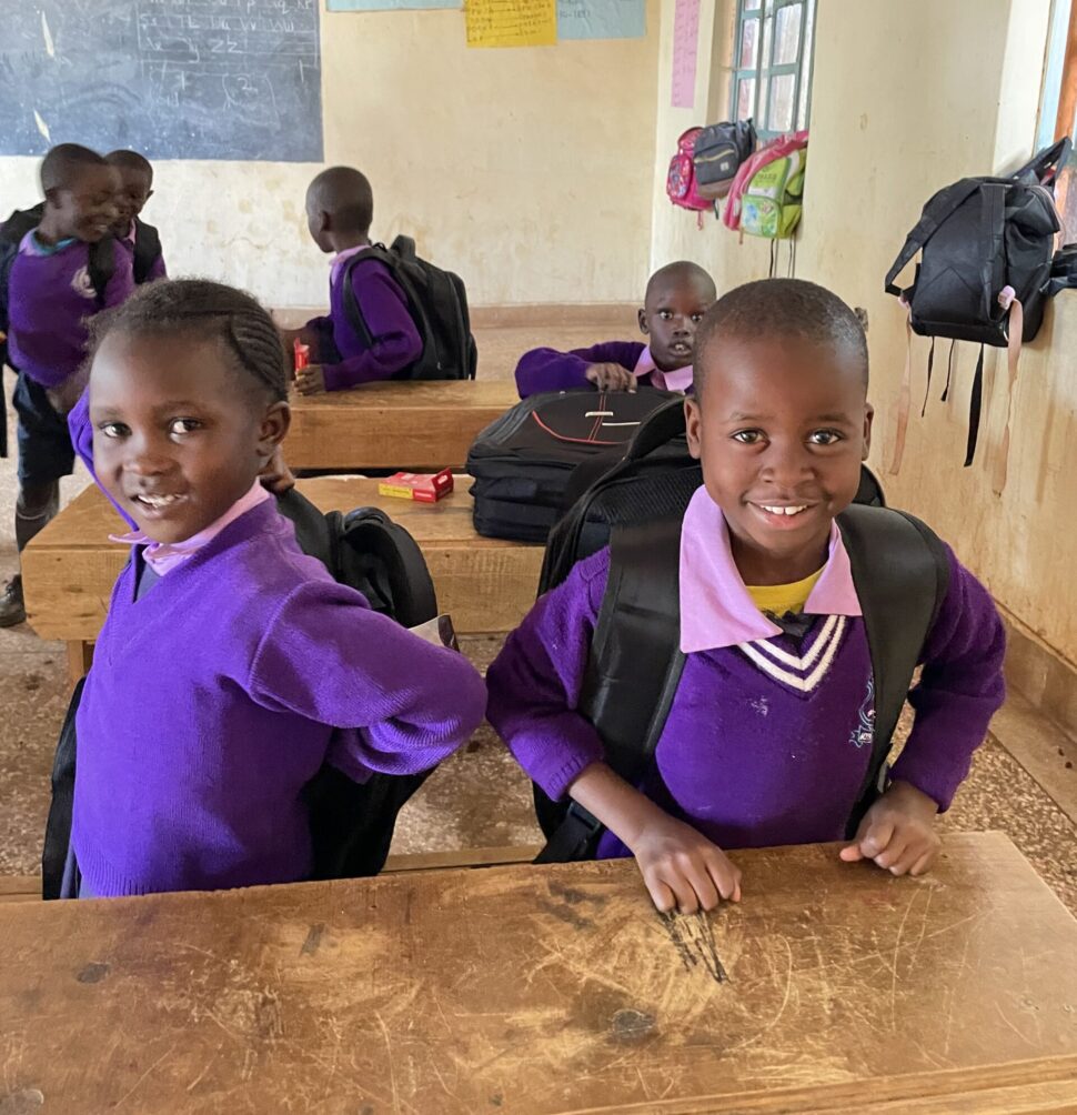 Children with backpacks in Kenya